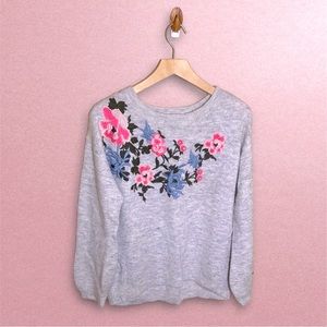 H&M Embroidered Sweater M Cottagecore Coquette Floral Wool Blend